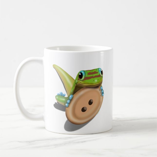 Caneca De Café Cuta como um Botão — GECKO sem texto (Esquerda)