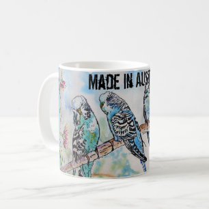 Caneca De Café Cuta De Pássaro De Aquarela Do Orçamento Feita Na