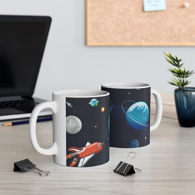 Caneca De Café Cuta do Shuttle do Espaço Exterior (Outer Space Galaxy White 11oz Coffee Mug)