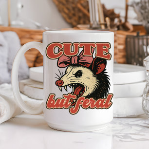 Caneca De Café Cuta Mas Feral Possum: Humor Sarcástico Vintage