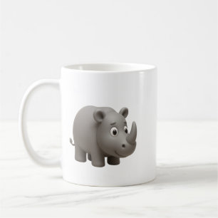 Caneca de Café Cute 3D Rinoceronte Fofo