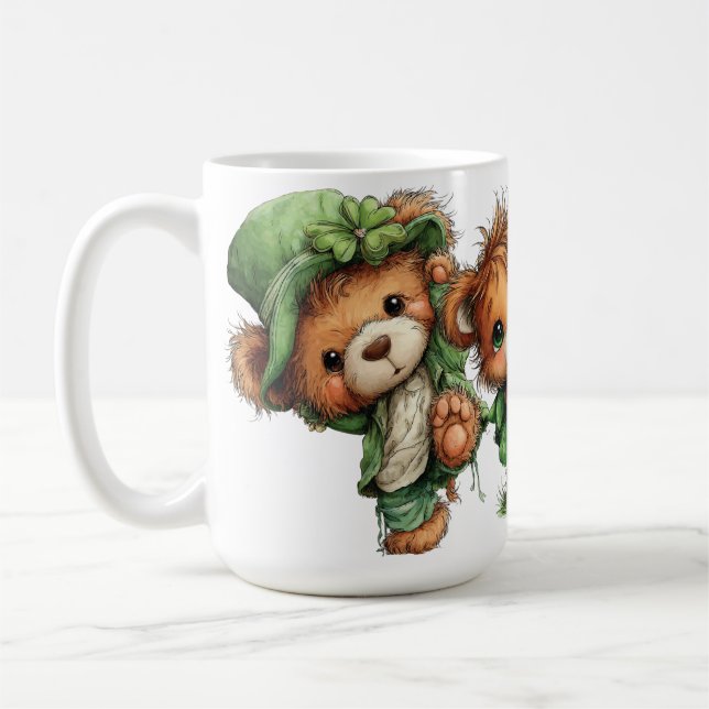 CANECA DE CAFÉ CUTE ADORABLE IRISH DRESSED TEDDY BEARS (Esquerda)