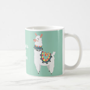 Caneca De Café Cute Alpaca Llama Mint Green Cacau Quente