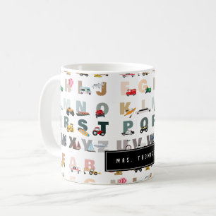 Caneca De Café Cute Alphabet ABC Trucks, Veículos Oferecidos Pelo