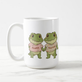 Caneca De Café Cute Always Together Crocodile Couple Matching T-S