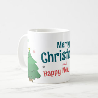 Caneca De Café Cute and Joy Draw Litte Tree Merry Christmas