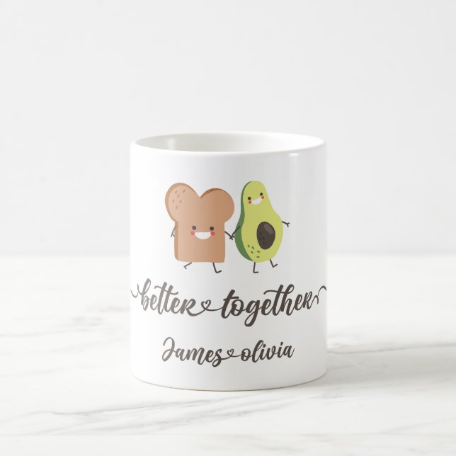 Caneca De Café Cute Avocado and Toast Better Together Design (Centro)