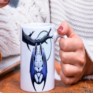 Caneca De Café Cute Bat Bunny assustador