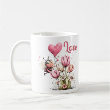 Cute Bee Amor Coração & Floral