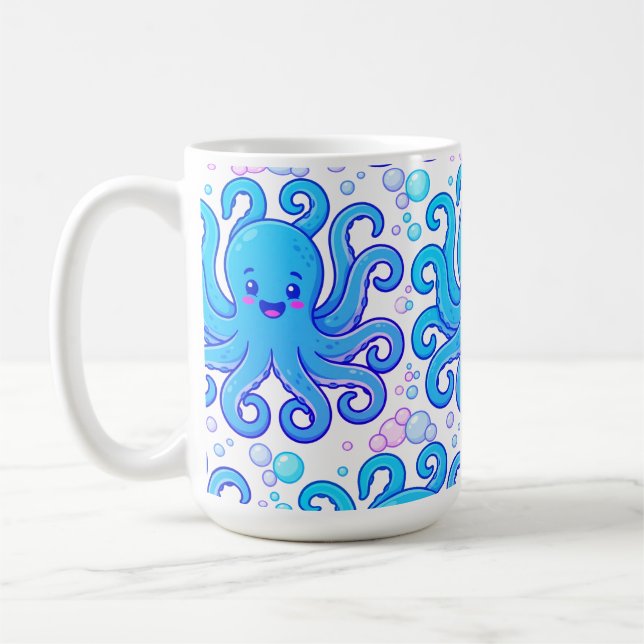 Caneca De Café ​Cute Blue Octopus Pattern Coffee Mug (Esquerda)