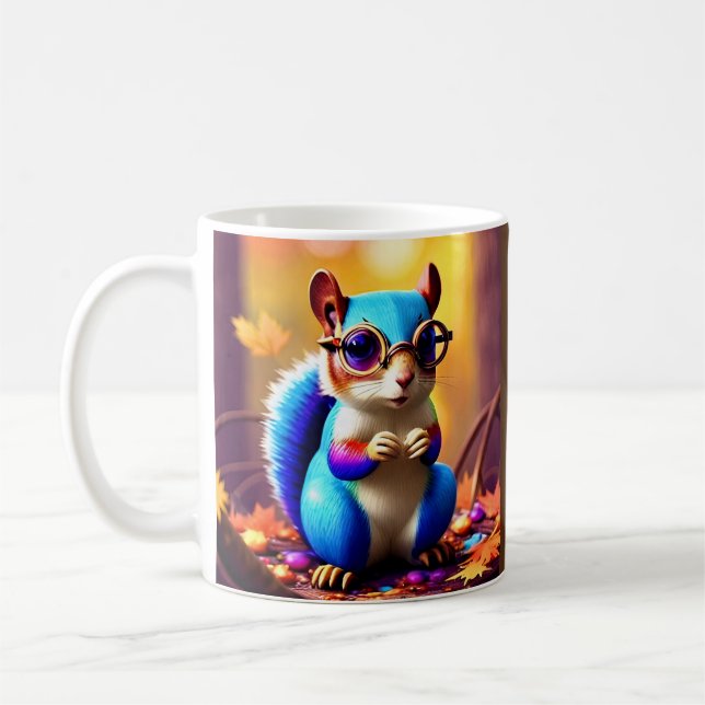 Caneca De Café Cute Blue Squirrel with Glasses-56786 (Esquerda)