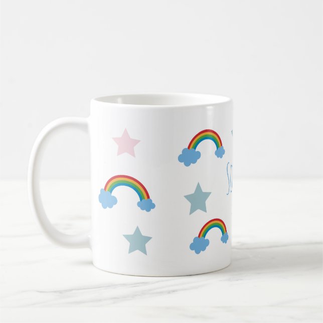 Caneca De Café Cute Boho Whimsical Rainbow Girls  (Esquerda)