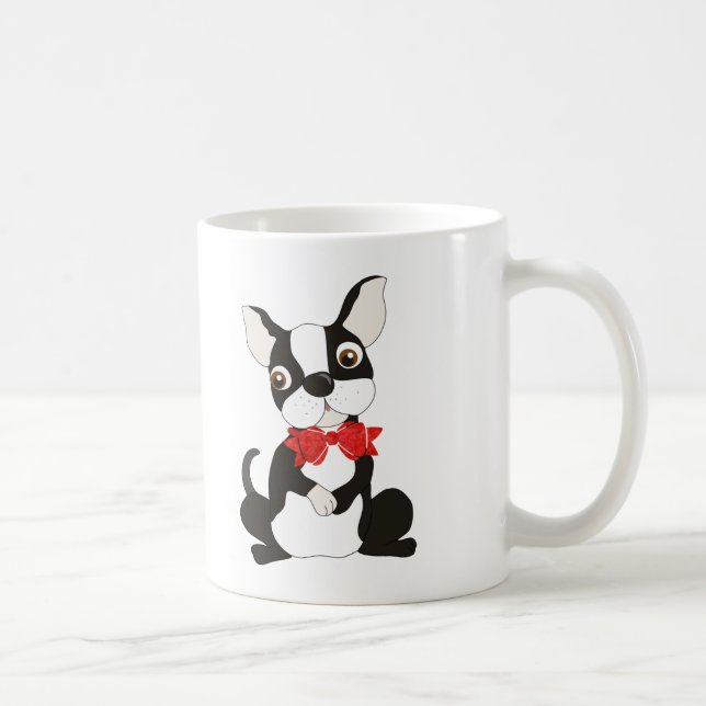 Caneca De Café Cute Boston Terrier em Red Arco Tie (Direita)
