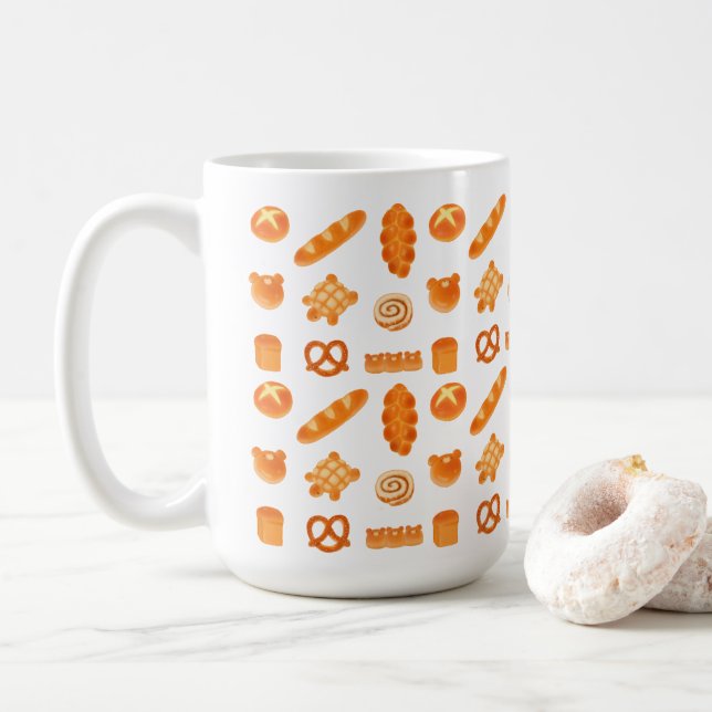 Caneca De Café Cute Bread Bakery Pan Bear Turtle French Roll  (Com Donut)