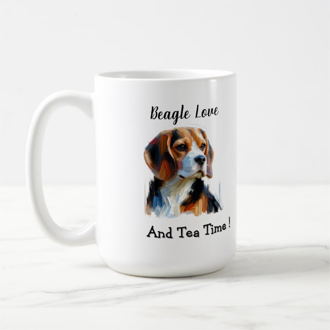 Caneca De Café Cute Brown beagle Personalize (Esquerda)