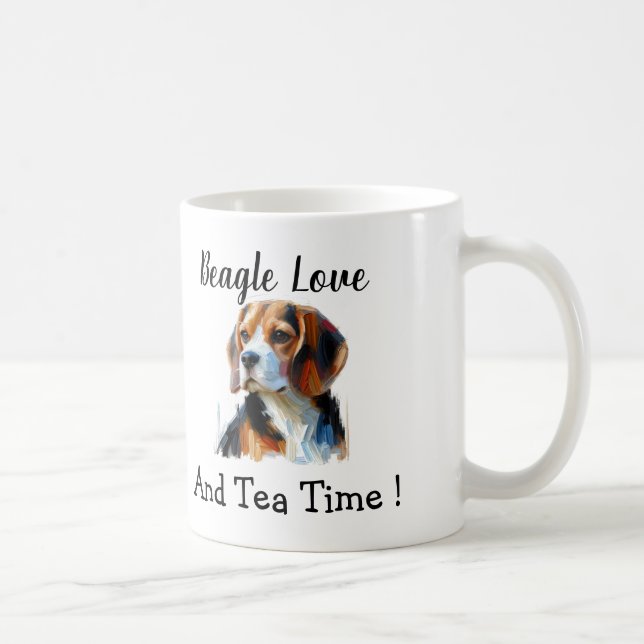 Caneca De Café Cute Brown beagle Personalize (Direita)