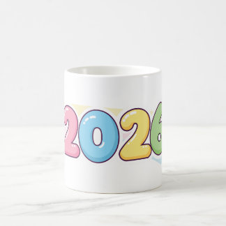 Caneca De Café Cute Bubble 2026 Typography – Candy Gloss Pastel