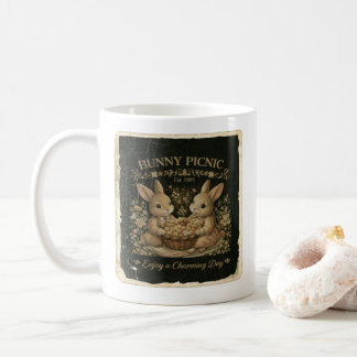 Caneca De Café Cute Bunny Picnic Art