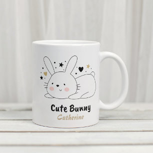 Caneca De Café Cute Bunny Rabbit Copia Nome Personalizado