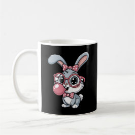 Caneca De Café Cute Bunny with Glasses Blowing Bubble Gum