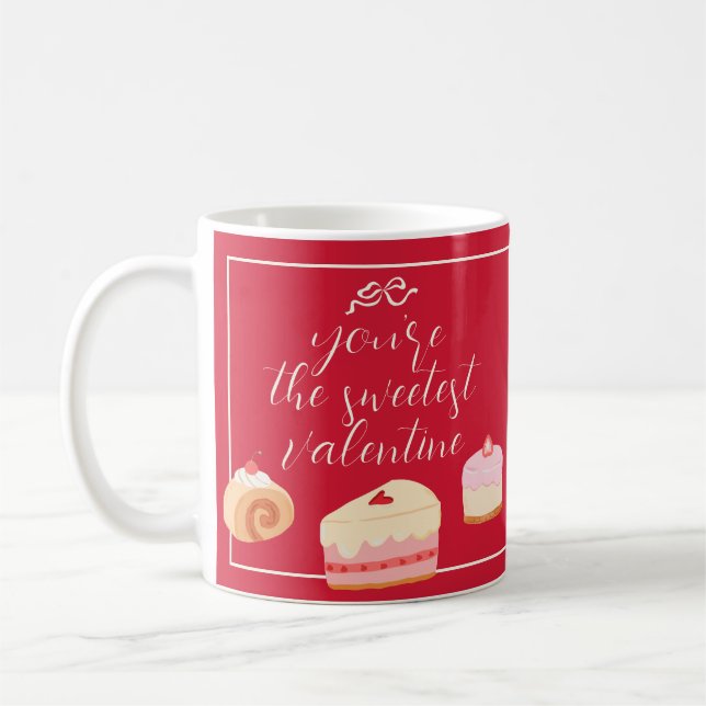 Caneca De Café Cute Cakes Photo Sweetest Valentine Bow Love Red (Esquerda)