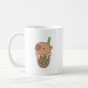 Caneca De Café Cute Capybara Inside Bubble Tea Cup Kawaii Art