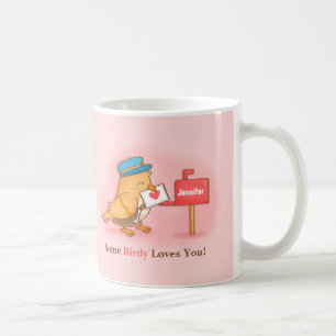 Caneca De Café Cute Carteiro Algum Passarinho Te Ama Pun Personal