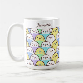Caneca De Café Cute Cartoon Budgie Parrot Pattern Name
