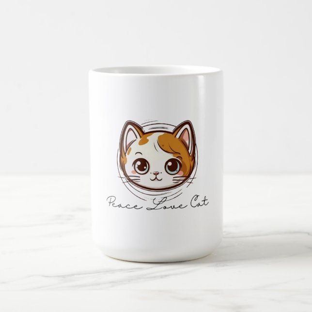 Caneca De Café Cute Cartoon Cat Face Illustration (Centro)