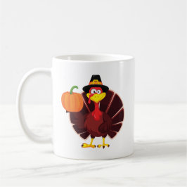 Caneca De Café Cute Cartoon Turkey Thanksgiving Art