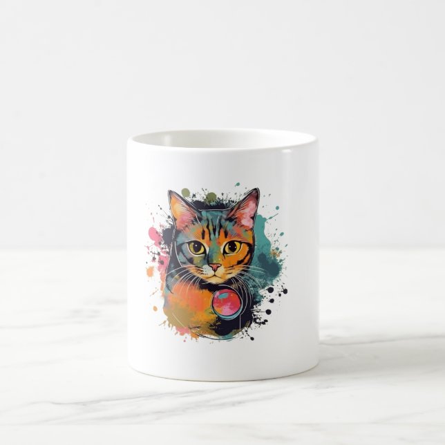 Caneca De Café cute cat design  (Centro)