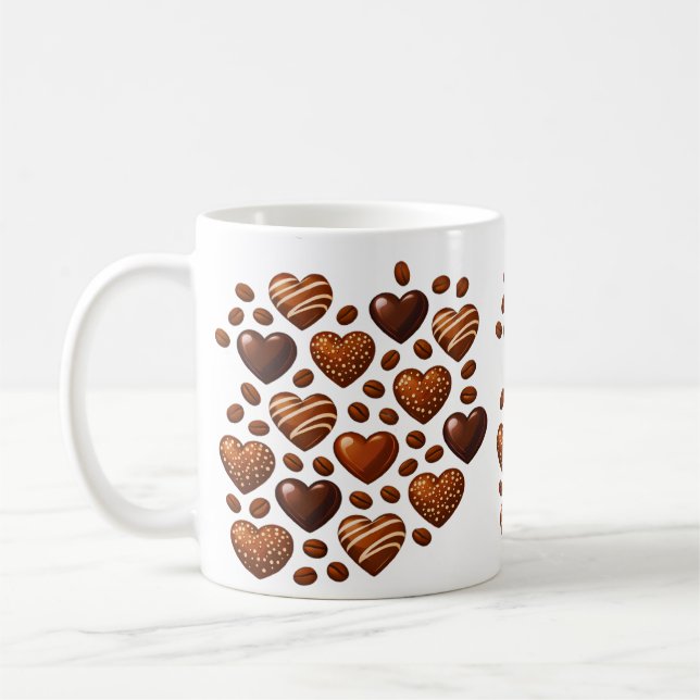 Caneca De Café Cute Chocolate Hearts Mug - Sweet Candy Love Patte (Esquerda)