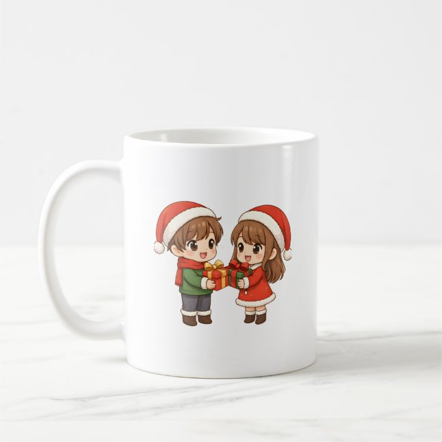 Caneca De Café Cute Christmas Couple Mug (Esquerda)