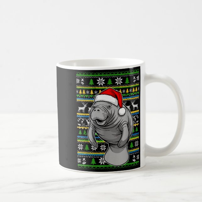 Caneca De Café Cute Christmas Manatee Shirt, Manatee Ugly Xmas Sw (Direita)