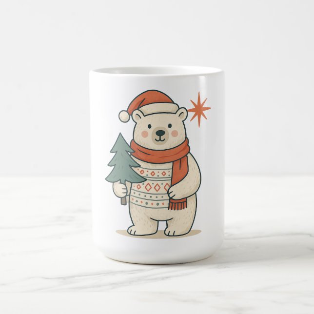 Caneca De Café Cute Christmas Polar Bear Scandinavian Winter  (Centro)