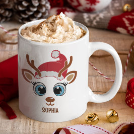 Caneca De Café Cute Christmas reindeer face for her