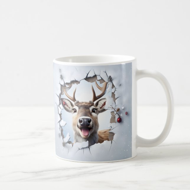 Caneca De Café Cute Christmas Reindeer Mug | Cozy Winter Mug  (Direita)
