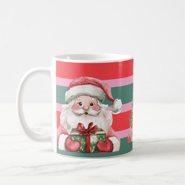 Caneca De Café Cute Christmas Santa Snowman Tree (Esquerda)