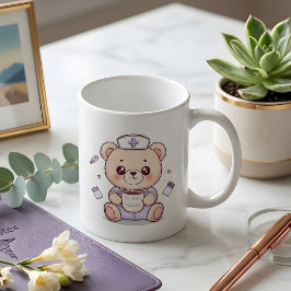 Caneca De Café Cute Coffee-Loving Nurse Teddy Bear 