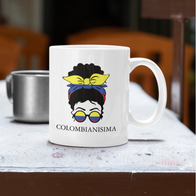 Caneca De Café CUTE COLOMBIANISIMA Colombiana Flag (CUTE COLOMBIANISIMA Colombian Girl Flag Coffee Mug)