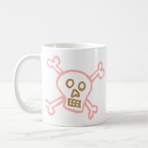 Caneca De Café Cute Crânio e Ossos Cruzados Grafite