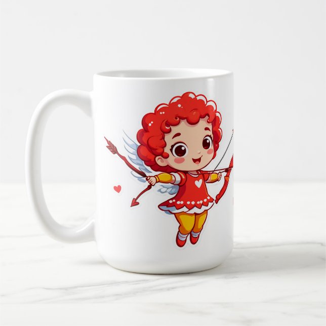 Caneca De Café Cute Cupid Com Arco e Flecha (Esquerda)