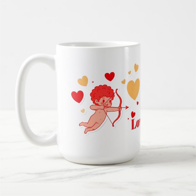 Caneca De Café Cute Cupid Com Arco e Flecha (Esquerda)