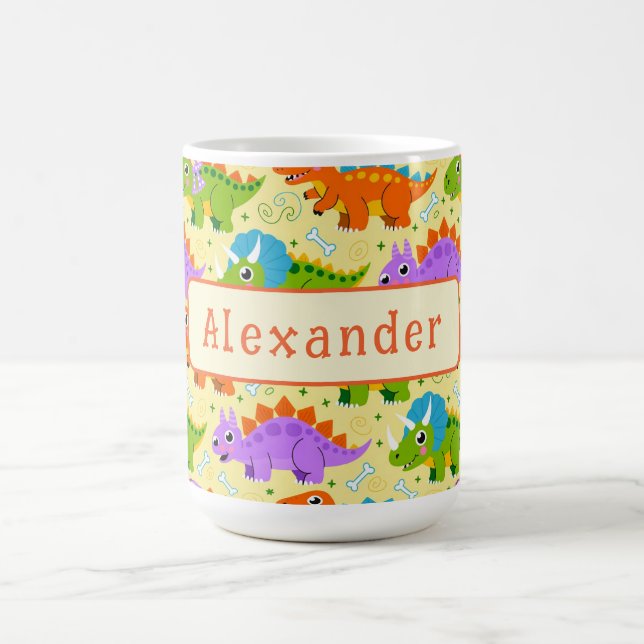 Caneca De Café Cute Customizable Dinsosaur Print (Centro)