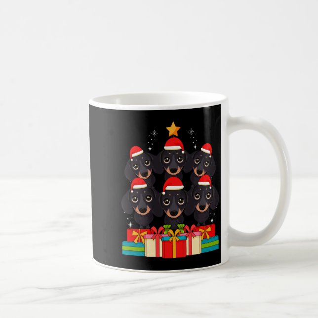 Caneca De Café Cute Dachshund Le Doxie Christmas Tree Xmas Hat Lo (Direita)