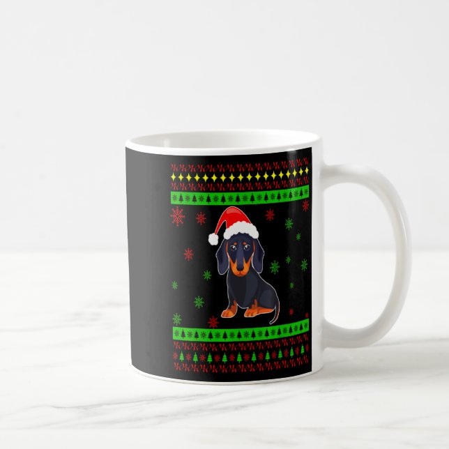 Caneca De Café Cute Dachshund Long Dog Mom Merry Xmas New Year  (Direita)