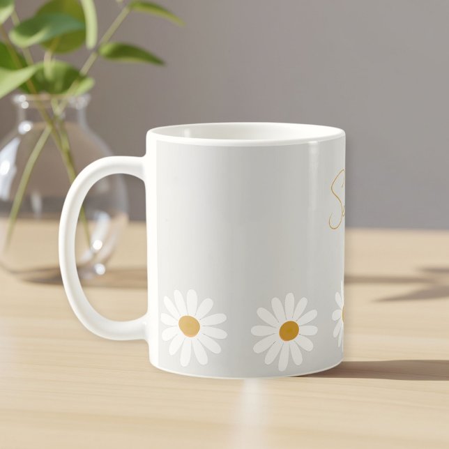 Caneca De Café Cute daisy ceramic mug, Daisy cappuccino cup  (Criador carregado)