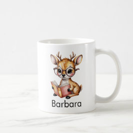 Caneca De Café Cute Deer Reading a Book Custom