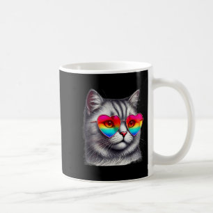 Caneca De Café Cute Dia dos Namorados Cinza Gato Coração Sungles 