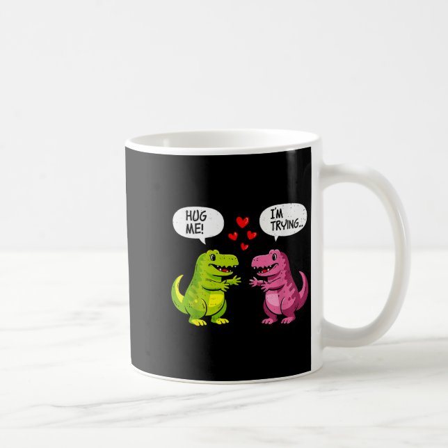 Caneca De Café Cute Dinosaur T Rex Hug Valentines Day Couple Boyf (Direita)